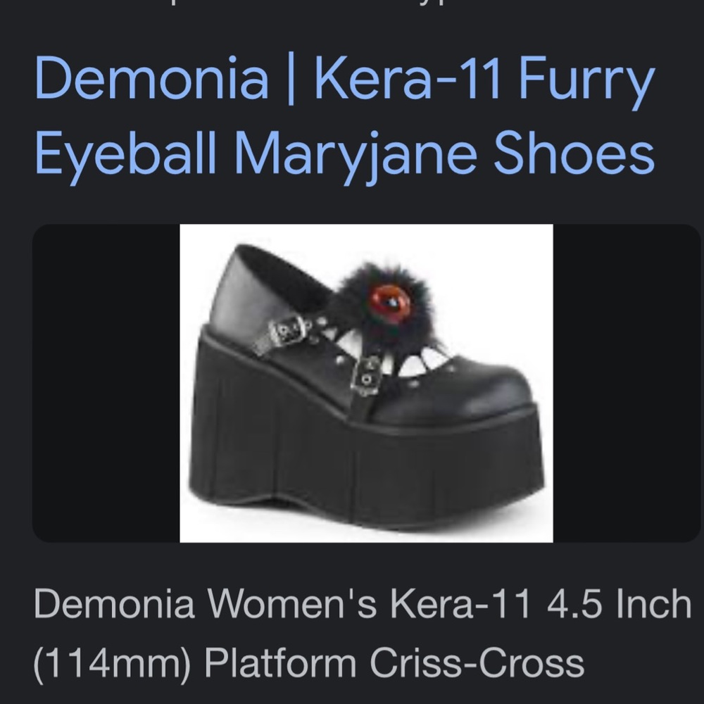 Demonia Mary Jane Platforms with Eyeball Feature/ Size 8